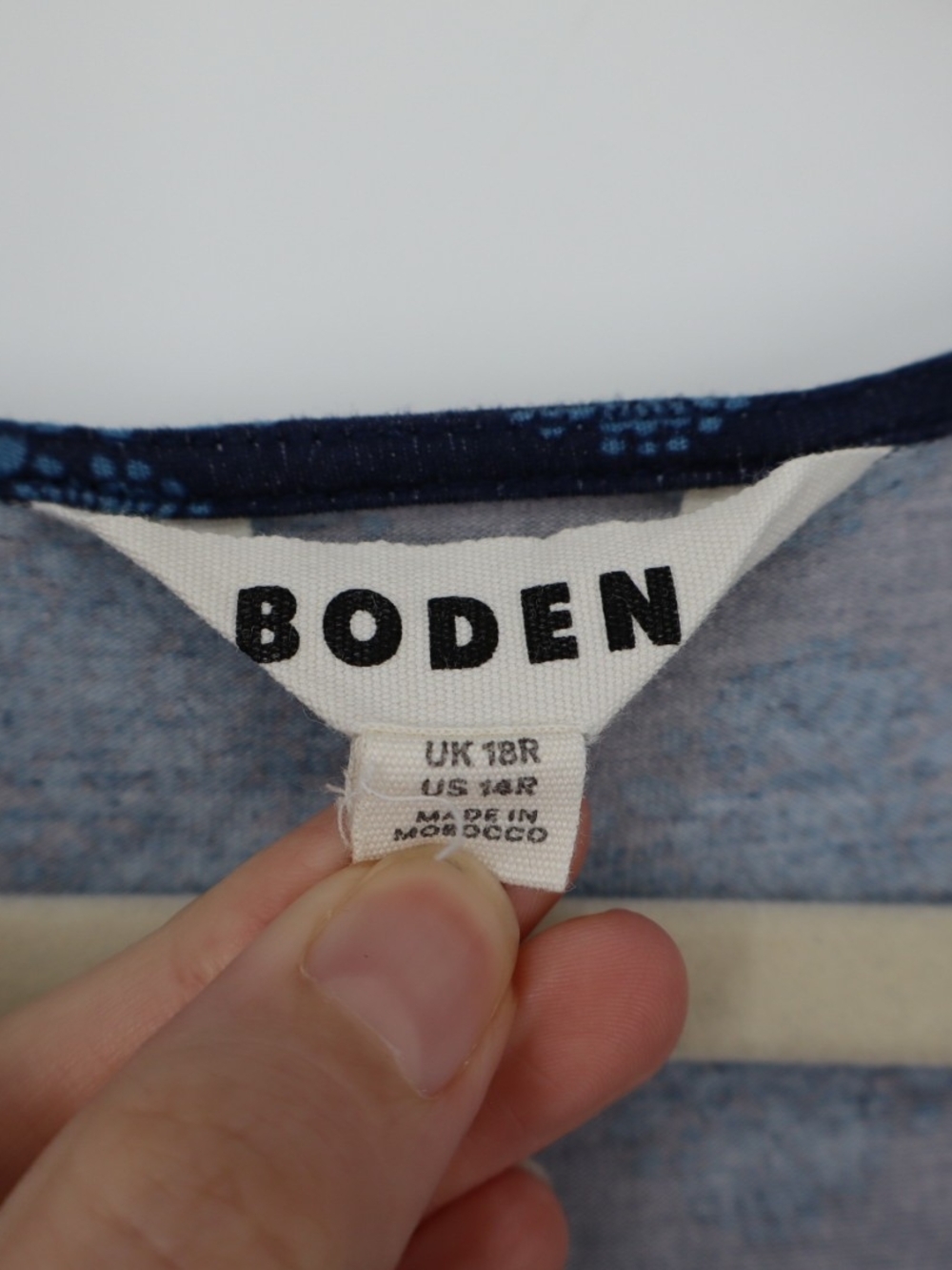 Boden Abigail Jersey Dress 14R Navy Blue Paisley Long Sleeve Pockets A-Line - Picture 5 of 15